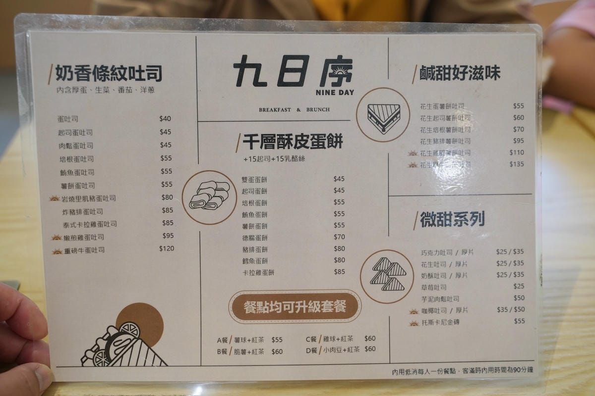 【九日序早午餐】中原大學早午餐推薦 招牌奶香條紋吐司/千層蛋餅/純肉漢堡 中原大仁五街早餐