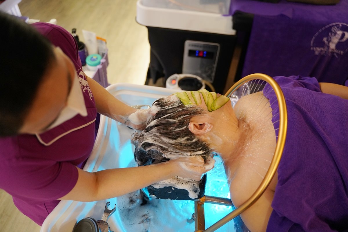 【基隆越式洗髮推薦】基隆第一間越南深層頭皮SPA 美密西根MNS國際技能認證 紫色美人正統越式洗頭基隆門市