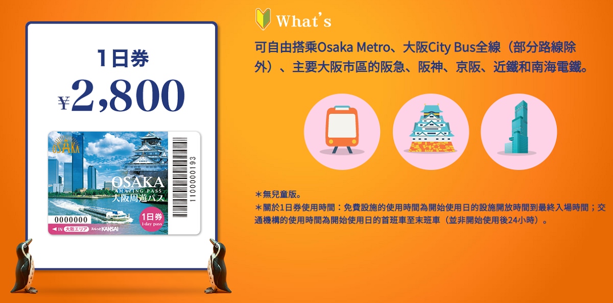 【大阪周遊卡行程懶人包】大阪自由行交通卡推薦 大阪40個免費觀光景點+無限次搭乘電車巴士
