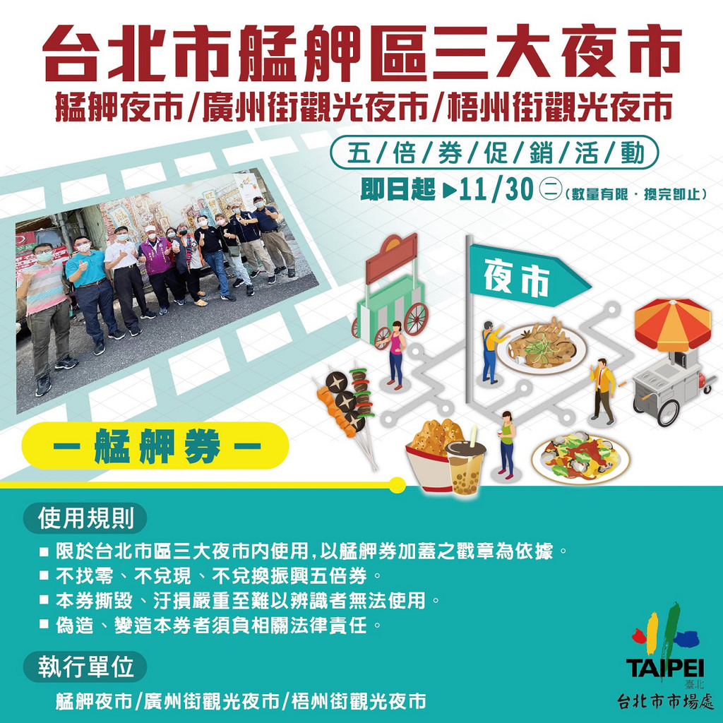 【萬華夜市好好逛】艋舺夜市/廣州街觀光夜市/梧州街觀光夜市五倍券聯合促銷活動 【萬華夜市好好逛】艋舺夜市/廣州街觀光夜市/梧州街觀光夜市五倍券聯合促銷活動