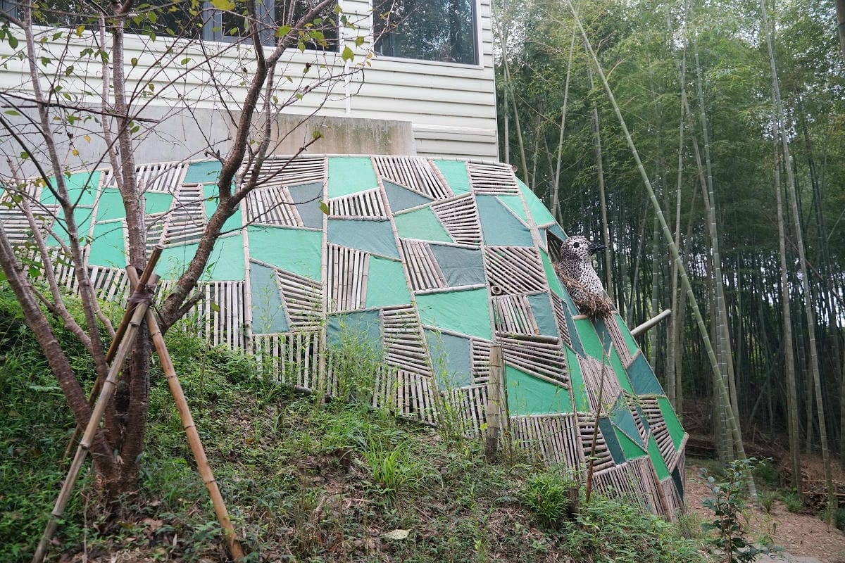 【嘉義梅山瑞峰竹林茶席】「森然有茶香」竹構作品 山麻雀意象+水波紋竹林步道+竹平台茶席裝置